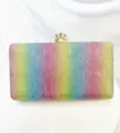 Stunning rainbow glitter evening clutch bag with crystal clasp detail for women parties. - Colorful