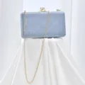 Elegant shimmering evening clutch bag with gold chain and diamond clasp for women parties. - Blue