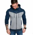 Sweat à capuche zippé colorblock pour homme veste de sport décontractée automne hiver - S / Hauts / Bleu marine
