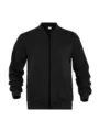 Vue détaillée d'une veste bomber noire pour homme avec col montant et fermeture éclair. - S / Noir