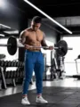 Pantalon de jogging homme slim avec bandes latérales, pantalon de sport stylé pour le fitness et look. - S / Bleu saphir
