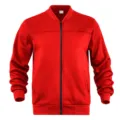 Blouson aviateur décontracté doublé en molleton rouge pour homme avec zip et poignets côtelés. - S / Rouge