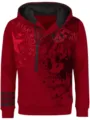 Herren casual Kapuzenpullover mit halbem Reissverschluss Totenkopf Print Streetwear - S / Oberteile / Rot