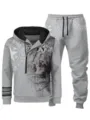 Conjunto de Chándal Casual para Hombre Otoño Invierno Sudadera Gris con Cremallera - Gris claro