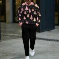 Sudadera con cuello alzado y pantalón de hombre con estampado navideño detalle. - S / Top Y Pantalón / Árbol de Navidad Negro