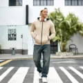 Sweat-shirt à capuche zippé pour homme avec doublure en polaire, vêtement décontracté. - S / Kaki