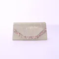 Gold sequin evening clutch bag with colorful rhinestone detail, elegant wedding party purse. - Gold