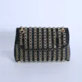 Elegant rhinestone evening bag with chain strap, perfect luxury detail shot for women. - Black