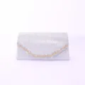 Silver glitter evening clutch bag with gold chain strap for women weddings parties - Silver