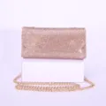 Sparkling rhinestone evening clutch bag with gold chain strap elegant party crossbody bag - Champagne