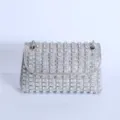 New Sparkling Rhinestone Evening Bag For Women Crystal Shoulder Crossbody Chain Handbags - Silver