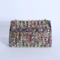 Luxury rhinestone evening bag for women, sparkling crystal chain shoulder party purse. - Colorful