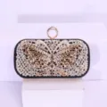 Exquisite strassbesetzte Schmetterlings-Clutch Handtasche Detailansicht für Partys. - Schwarz