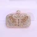 Glänzende Strass Schmetterling Abendtasche mit Ringgriff für elegante Partys und Hochzeiten. - Gold