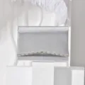 Silver evening clutch bag with metallic wave detail, elegant envelope shoulder bag for women. - Silver