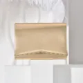 Gold metallic evening clutch bag with chic wave trim, elegant cross-border fashion accessory - Gold