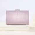 Elegant pink glitter evening clutch bag for women, stylish party purse with silver lock. - Pink