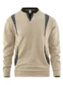 Pull-over en tricot décontracté pour homme à manches longues carreaux kaki haut élégant - S / Kaki