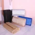 Glitter evening clutch bag for women, metallic trim envelope purse for party and wedding dress. - 22*6*12cm / Gold