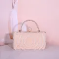Sac de Soirée Perles et Strass Pochette Élégante Femme pour Mariage Fête Banquet Mode - Champagne
