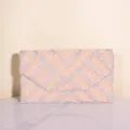 Elegant pearl rhinestone evening clutch bag, sparkling crystal envelope purse for wedding party. - Champagne