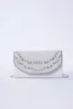 Elegant white pearl rhinestone evening clutch bag with chain strap for wedding party women - White