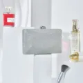 Silver glitter evening clutch bag for women party wedding sparkling rhinestone hand bag. - Silver