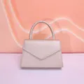 Elegante mini borsa a mano rosa metallizzata, design con manico chic per feste e uso quotidiano. - Oro
