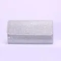 Silver glitter evening clutch bag detail view, sparkling party purse for women and formal events. - 20x6x10cm / Silver