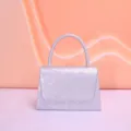 Silver lace pattern top handle handbag elegant evening bag stylish women purse shoulder bag - Silver