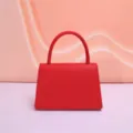 Borsa a mano mini in pelle rossa donna pochette da sera elegante strutturata con manico borsa chic - Rosso