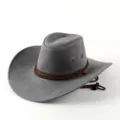 Classic grey western cowboy hat with brown braided rope band, stylish outdoor sunshade hat. - M (56-58cm) / Gray