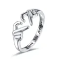 Anillo de plata con gesto de corazón para mujer, joya diaria dulce con grabado de amor eterno. - Talla 5 / Oro blanco