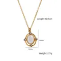 Gold stainless steel necklace with white shell oval pendant stylish jewelry for women daily wear. - Oval White Shell Style (XBN260908-01)
