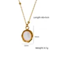 Stainless steel necklace with white shell pendant, elegant resort style variant item. - Irregular Gold Bead White Shell Style (XBN260908-02)