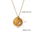 Gold Stainless Steel Sunburst Shell Pendant Necklace with Oval Stone Detail 40+5cm - Sunflower Shell Style (XBN260908-04)