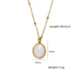 Gold stainless steel necklace with white shell oval pendant, stylish jewelry accessory. - Delicate Oval White Shell Style (XBN260908-05)
