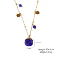 Natural stone pendant necklace detail showing exquisite gold chain and blue gemstone dimensions. - Lapis Lazuli