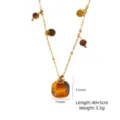 Gold natural stone pendant necklace dainty clavicle chain 40+5cm length chic jewelry for women - Tiger Eye