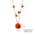 Gold chain necklace with red stone pendant, elegant and stylish jewelry for women daily wear. - Red Agate