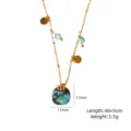 Gold Turquoise Pendant Necklace Natural Stone Choker 40+5cm Chic Women Jewelry Gift - African Pine Stone