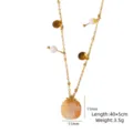 Dainty natural stone pendant necklace with gold chain and charming beaded details for women. - Feldspar