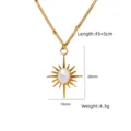 Stainless steel sunburst necklace with white shell oval pendant, length 45+5cm, chic jewelry. - Sunburst Oval White Shell Style (XBN260908-07)