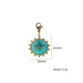 Ciondolo charm bussola dorato con pietra turchese, chiusura a moschettone 23x20mm 5.5g - Ciondolo Bussola Sole a Pois (XBN260905-8)