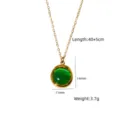Stainless steel green jade round pendant necklace elegant fashion jewelry gift for women - Green Chalcedony Bead Fine Chain Style (XBN260908-11)