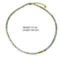 Green jade beaded necklace with gold metal accents, holiday style stackable jewelry. - Green Jade Micro Bead Metal Bead Style (XBN260908-12)
