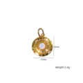 Pendente rotondo in acciaio inossidabile dorato con pietra bianca 18x15mm per collana fai da te. - Ciondolo Tondo in Madreperla con Raggi di Sole (XBN260905-14)