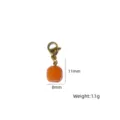 Ciondolo con moschettone dorato e perla in pietra preziosa arancione per collana DIY 11mm - Ciondolo Quadrato con Gemma Arancione Sfaccettata (XBN260905-27)