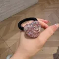 Élastique à cheveux cœur strass scintillant attache cheveux noire élégante pour femmes - Champagne Rose
