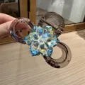 Molla per capelli con strass di cristallo da donna, media dimensione fiore lucido fermaglio. - Blu